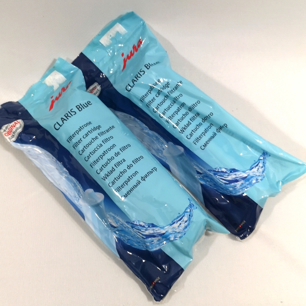 Package of 2 Jura Claris Blue Water Filter Cartridges, Sealed